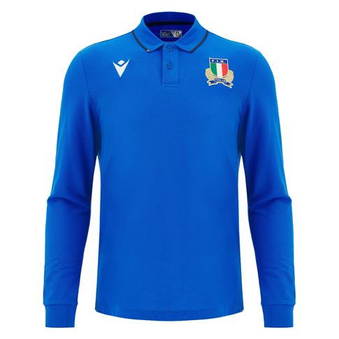 Italy Mens Home Cotton Rugby Shirt 26/27 Blue - Front View