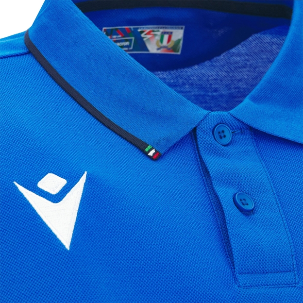 Italy Mens Home Cotton Rugby Shirt 26/27 Blue - Macron Logo