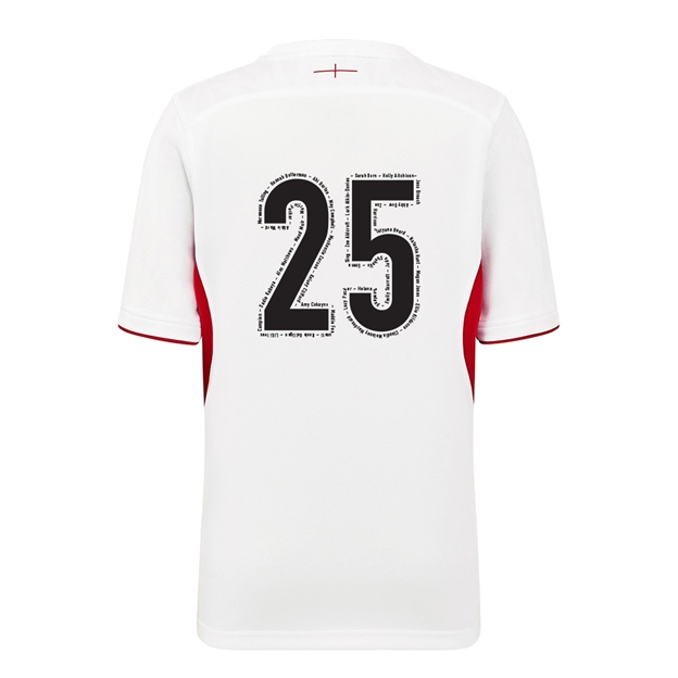 Womens World Cup Champions Red Roses Kids Home Rugby Shirt White - Back