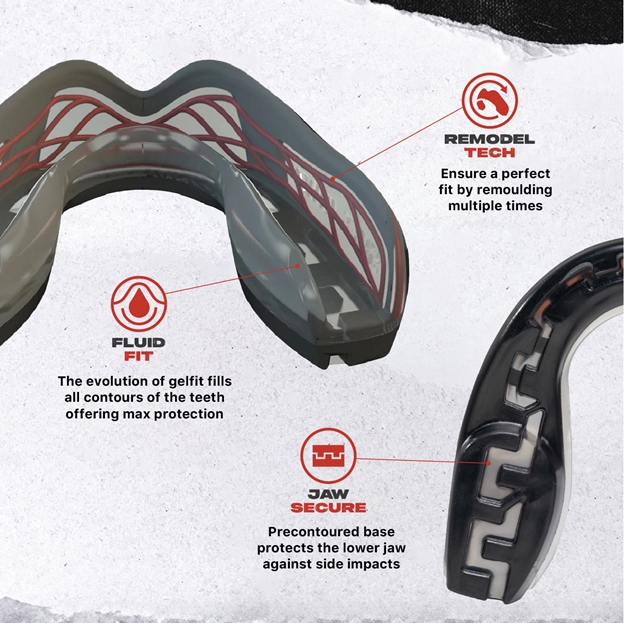 SafeJawz Nitro Series Black/Red Mouthguard - Features