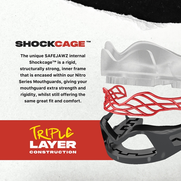 SafeJawz Nitro Series Black/Red Mouthguard - Tech