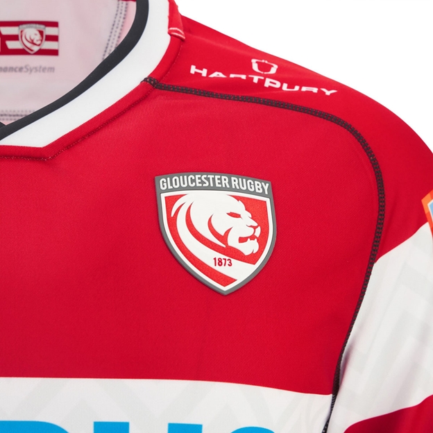 Gloucester Mens Home Rugby Shirt 25/26 Red - Gloucester Rugby Crest