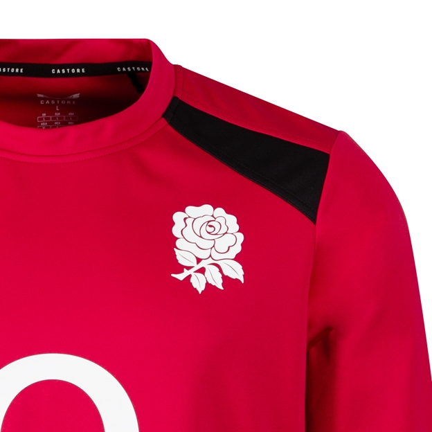 England Adults Contact Drill Top 26/27 Persian Red - RFU Rose Close-up