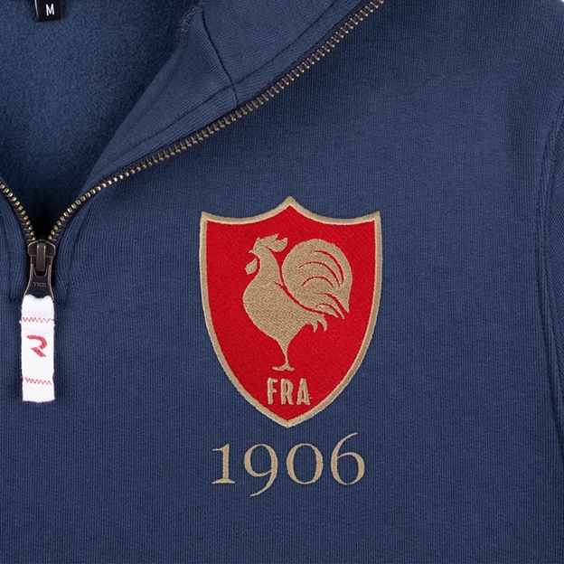 France 1906 Pure Cotton Half Zip Sweatshirt - Petrol Blue