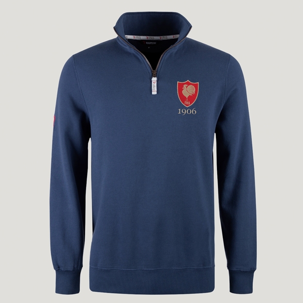 France 1906 Pure Cotton Half Zip Sweatshirt - Petrol Blue