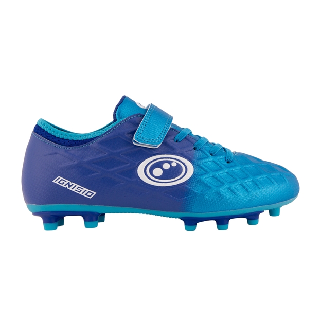 Optimum Kids Ignisio Easy Fasten Moulded Stud Firm Ground Boots - Blue