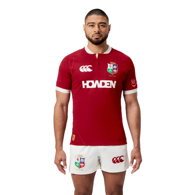 British and Irish Lions Mens Players Rugby Shirt Red - Model Front