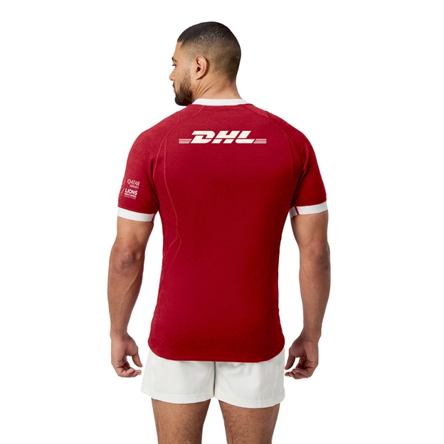 British and Irish Lions Mens Players Rugby Shirt Red - Model Back