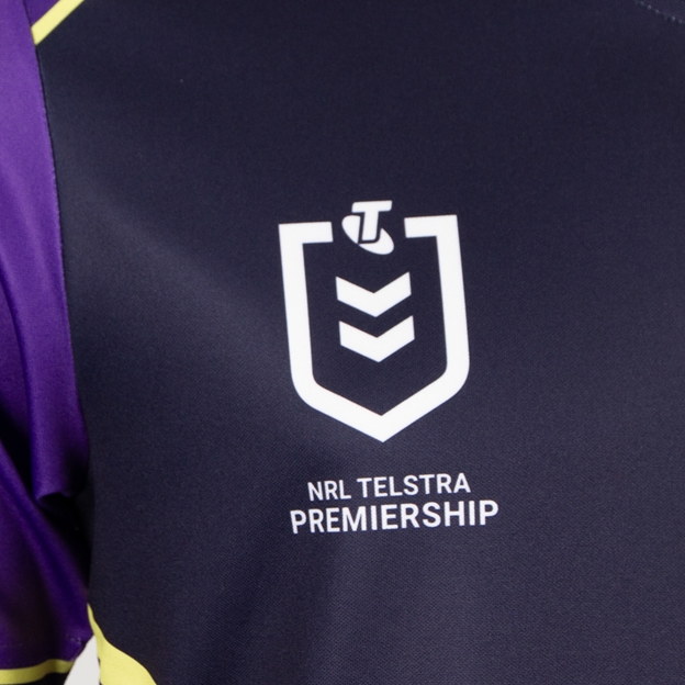 Melbourne Storm Adults Supporters Shirt 2026 Purple - NRL Logo Close-up