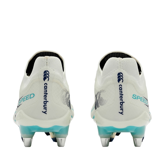 Canterbury Adults Speed Falcon 2.0 Elite Soft Ground Rugby Boots White - Pair Back View
