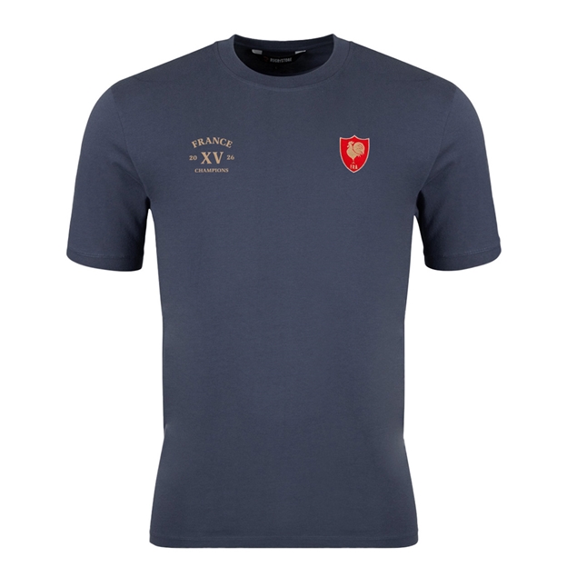 R1823 France Champions 2026 T-Shirt Petrol Blue - Front View