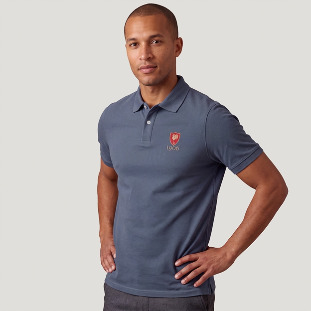 France 1906 Adults Classic Cotton Polo Shirt Royal Blue - Model Front