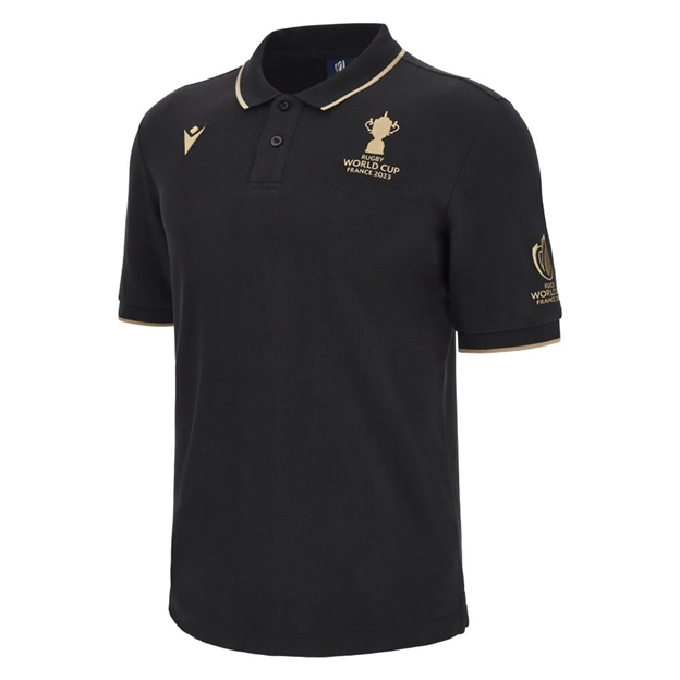Rugby World Cup 2023 Macron Mens Webb Ellis Polo Shirt Black - Front