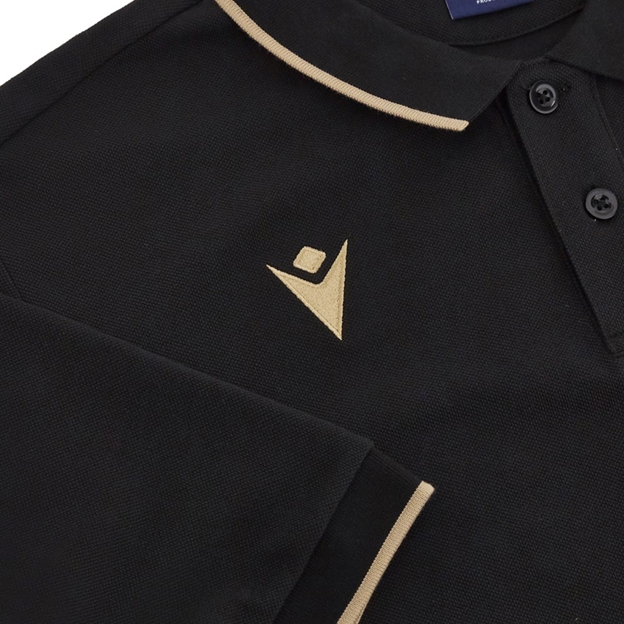 Rugby World Cup 2023 Macron Mens Webb Ellis Polo Shirt Black - Gold Details