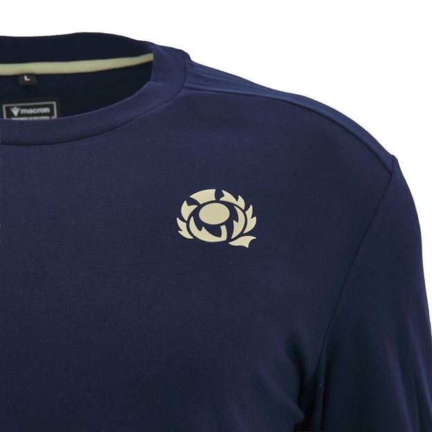 Scotland Mens Travel Shirt 26/27 Long Sleeve Navy - SRU Thistle Close-up