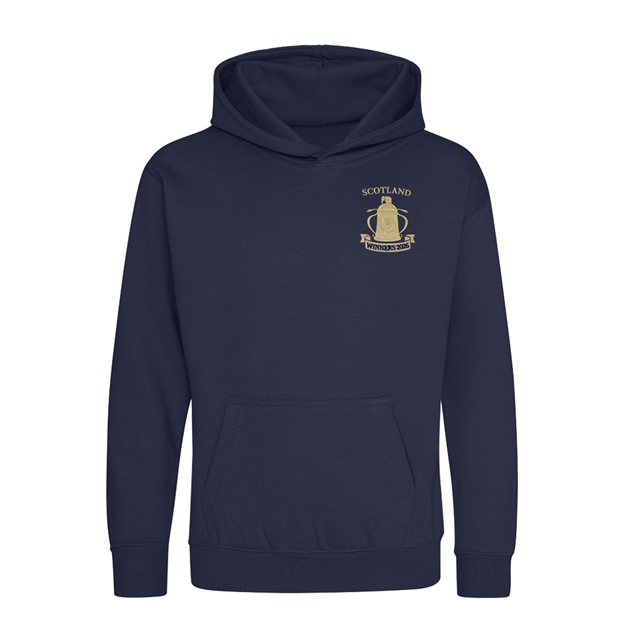Scotland Kids Cup Winners 2026 Classic Pullover Hoodie Navy - Front