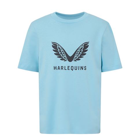 Harlequins Kids Presentation Tee 25/26 Sky Blue - Front Harlequins Kids Presentation Tee 25/26 Sky Blue - Front