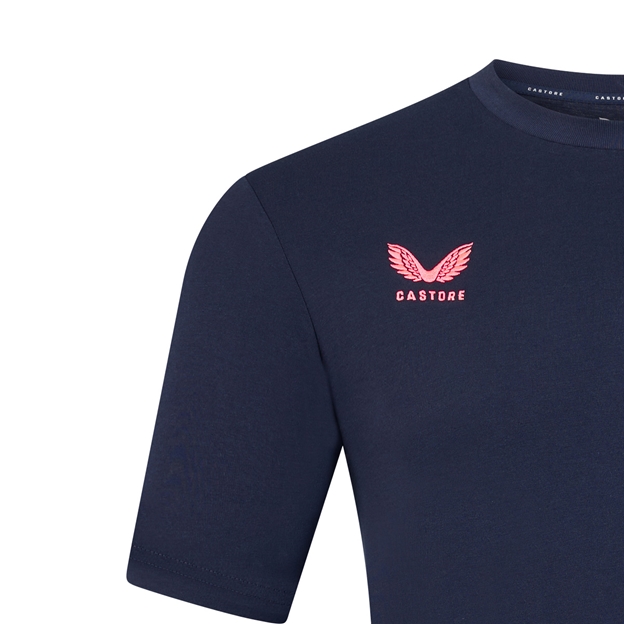 Harlequins Mens Off Pitch T-Shirt 26/27 Navy - Castore Logo Close-up