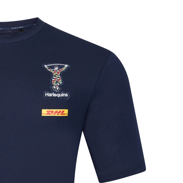 Harlequins Mens Off Pitch T-Shirt 26/27 Navy - Harlequins Logo Close-up
