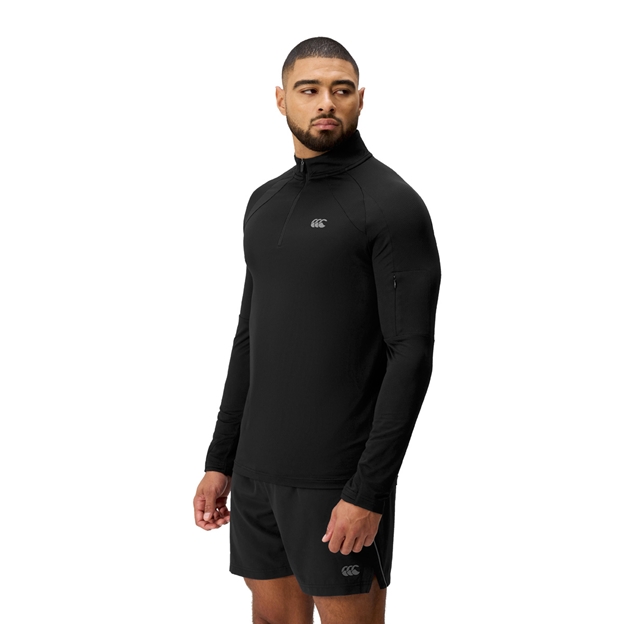 Canterbury Mens Tempo Quarter Zip Training Top Black - Model Walking
