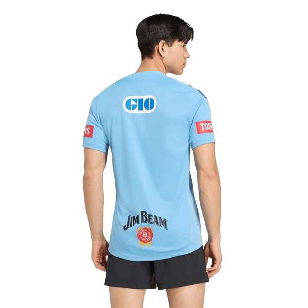 New South Wales Blues Mens Perfomance T-Shirt 26/27 Light Blue - Model Back View