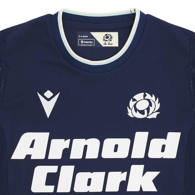 Scotland Infants Home Rugby Shirt 26/27 Navy and Sand - Collar Close-up