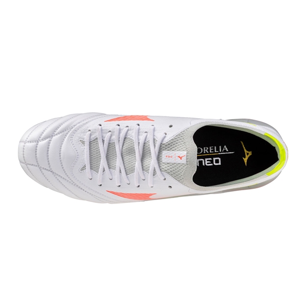 Mizuno Adults Morelia Neo V β Pro Firm Ground Rugby Boots White - Top View
