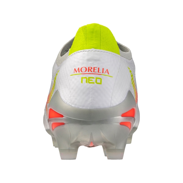 Mizuno Adults Morelia Neo V β Pro Firm Ground Rugby Boots White - Heel View