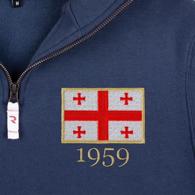 Georgia 1959 Pure Cotton Half Zip Sweatshirt - Petrol Blue
