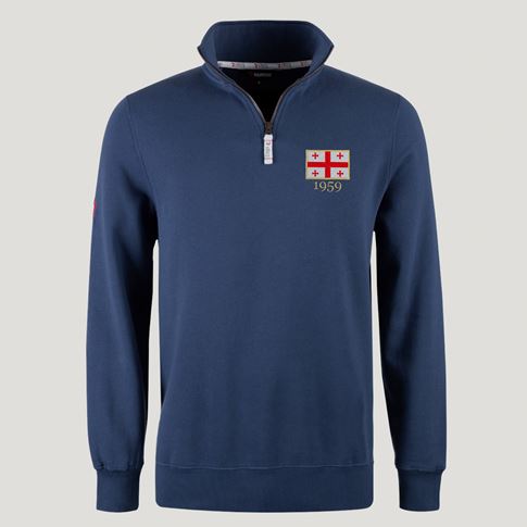Georgia 1959 Pure Cotton Half Zip Sweatshirt – Petrol Blue