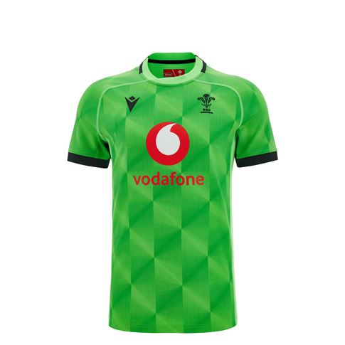 Wales Kids Training Rugby Shirt 26/27 Neon Green - Front View