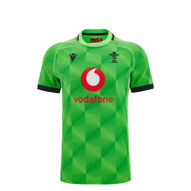 Wales Kids Training Rugby Shirt 26/27 Neon Green - Front View