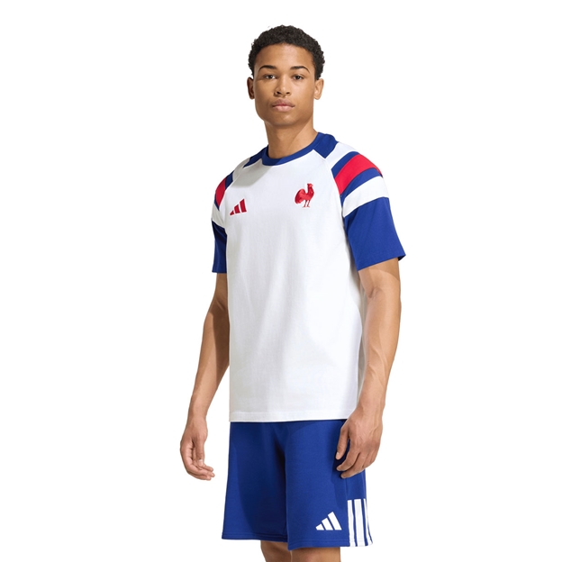 France Mens Travel T-Shirt 26/27 White - Model Front View