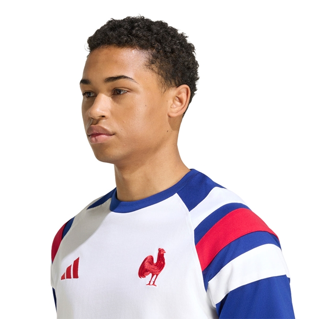 France Mens Travel T-Shirt 26/27 White - Model Front Close-up View