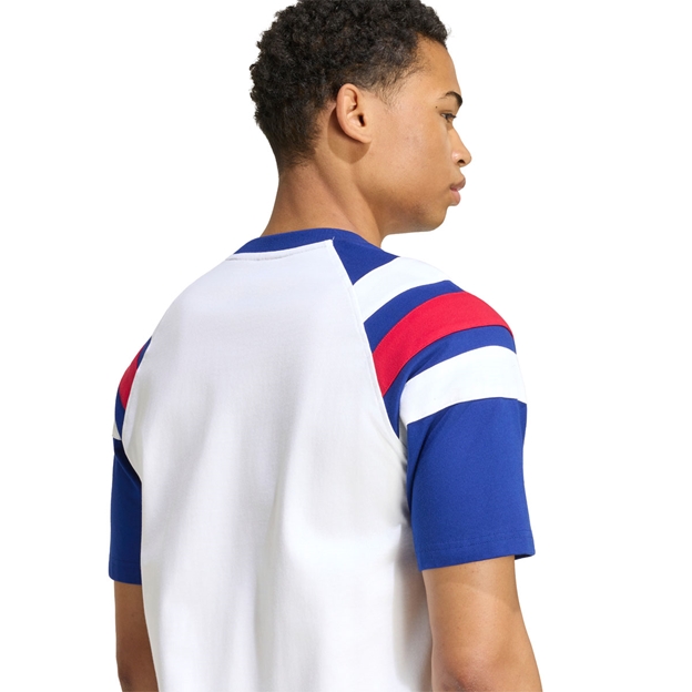 France Mens Travel T-Shirt 26/27 White - Model Back Close-up View