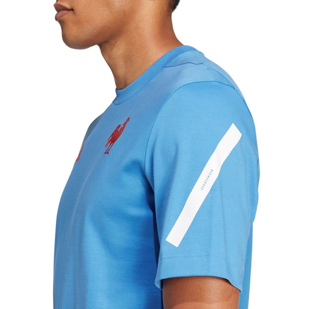 France adidas Mens Travel T-Shirt - Focus Blue 2024 - Sleeve