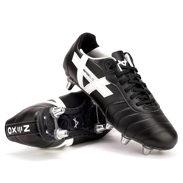 Oxen Adults Raptor Elite 8 Stud Soft Ground Rugby Boots Black - Front