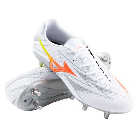 Mizuno Adults Waitangi Pro Firm Ground Rugby Boots Prism White - Front View