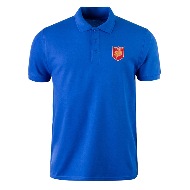 France Mens Classic Polo Shirt Royal - Front View