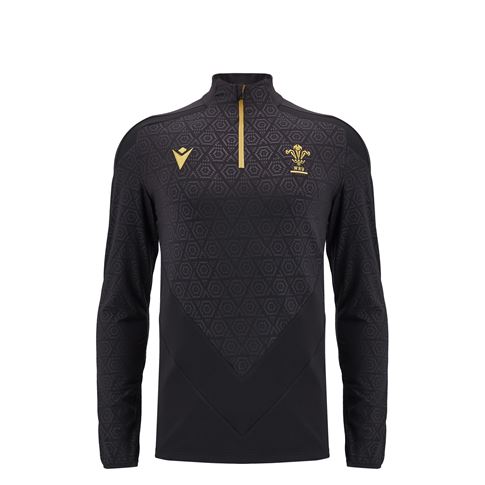 Wales Kids Training 1/4 Zip Top - Black 2025 - Front Wales Kids Training 1/4 Zip Top - Black 2025 - Front