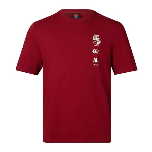 British & Irish Lions Mens Tour'25 T-Shirt Red - Front British & Irish Lions Mens Tour'25 T-Shirt Red - Front