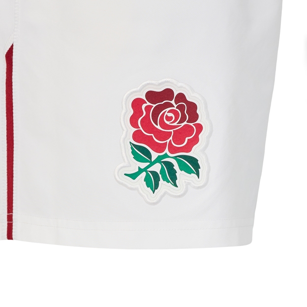 England Mens Home Rugby Shorts 26/27 Brilliant White - RFU Rose Close-up