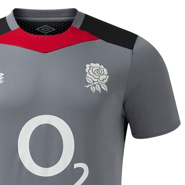 England Mens Gym T-Shirt - Grey - 2025 - RFU Rose