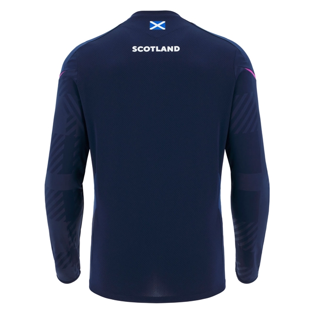 Scotland Mens Training Poly Shirt 25/26 Long Sleeve Navy - Back