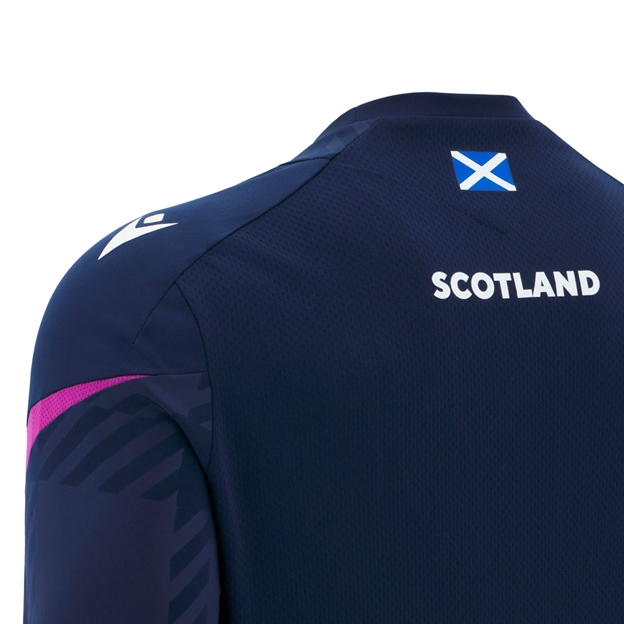 Scotland Mens Training Poly Shirt 25/26 Long Sleeve Navy - Shoulder Detail