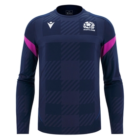 Scotland Mens Training Poly Shirt 25/26 Long Sleeve Navy - Front