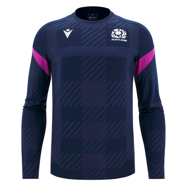 Scotland Mens Training Poly Shirt 25/26 Long Sleeve Navy - Front