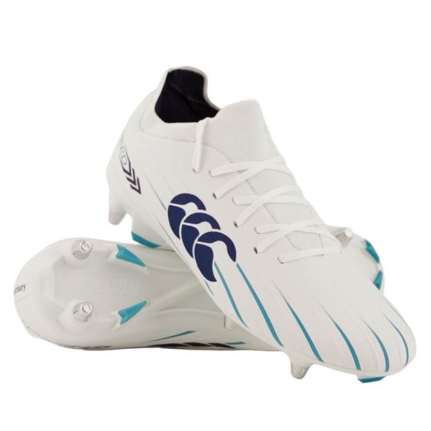 Canterbury Adults Speed Falcon 2.0 Pro Soft Ground Rugby Boots White - Front View