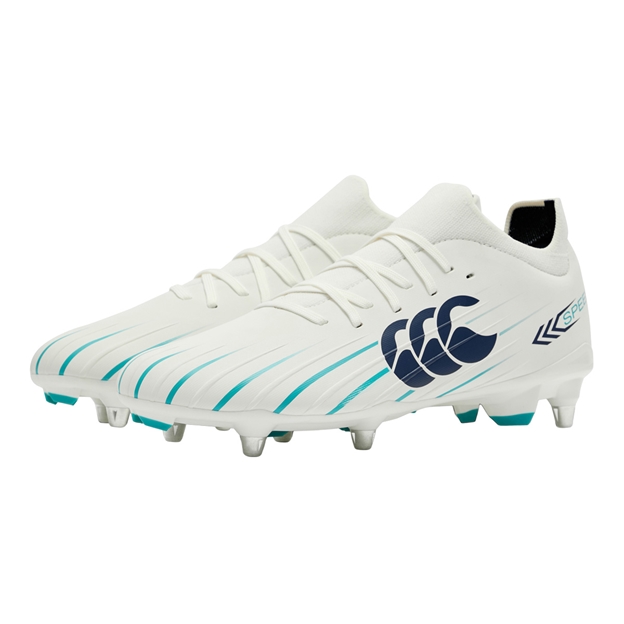 Canterbury Adults Speed Falcon 2.0 Pro Soft Ground Rugby Boots White - Pair Front View