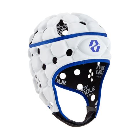 Body Armour Adults Ventilator Headguard White & Blue - Front View